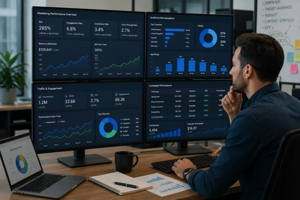 Social media ROI tracking and performance analytics dashboard