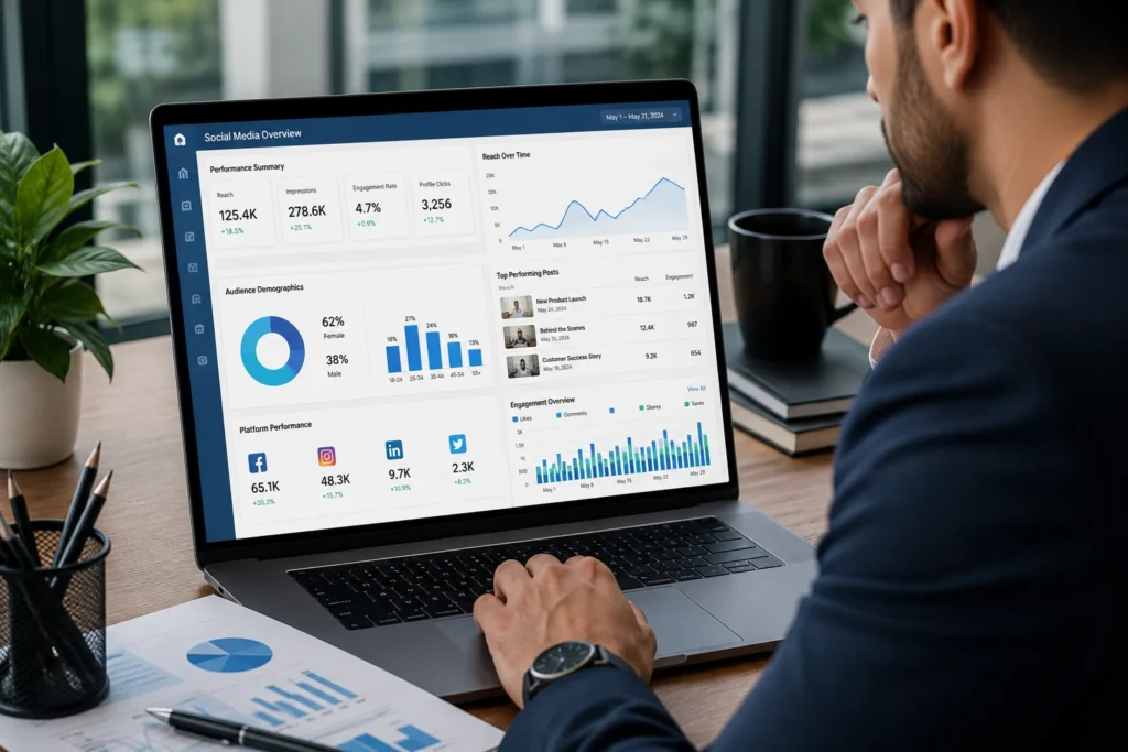 Social media brand growth strategy and audience engagement analytics