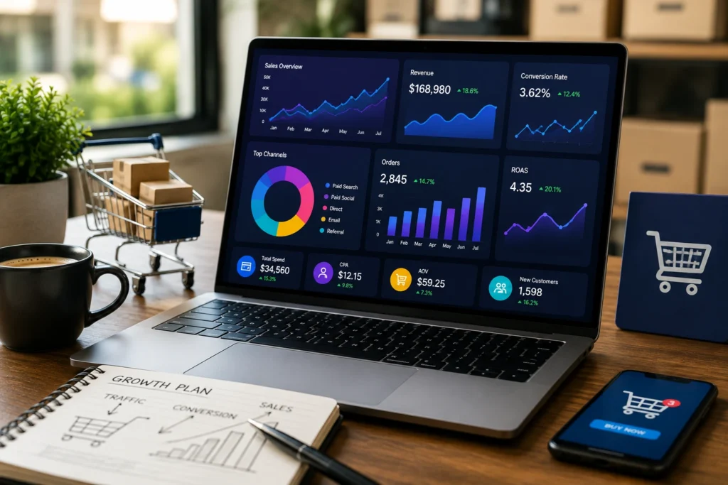 ROI driven marketing dashboard for ecommerce performance