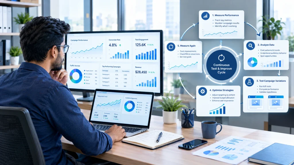 Continuous test and optimization cycle for data-driven marketing campaigns