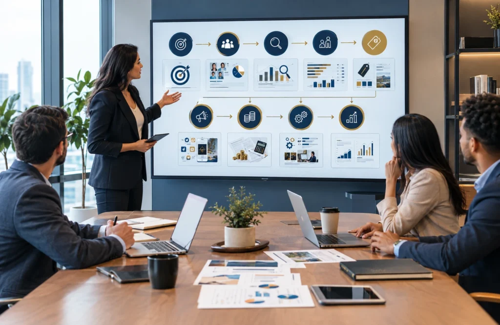 Strategic marketing planning framework connecting business goals and marketing decisions